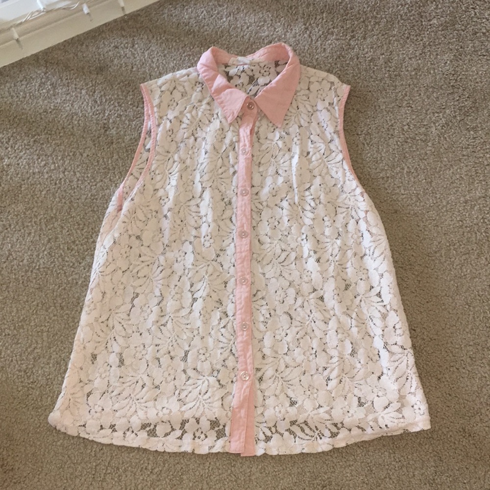 Light pink lace collared shirt